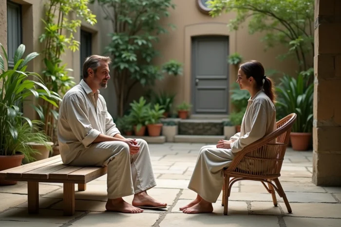 Consultation avant un massage tao tantra dans un centre holistique à Nantes