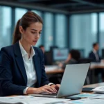 Journaliste travaillant dans une rédaction moderne face aux défis de la presse numérique